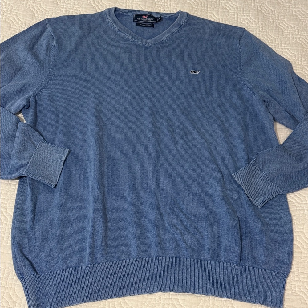 Vineyard Vines Classic Blue V-Neck Sweater